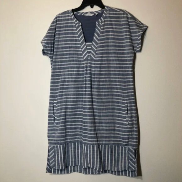 Athleta Stripped Cotton Dress, L - Picture 1 of 10